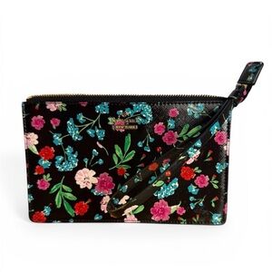 Kate Spade Black Floral Leila Wristlet
